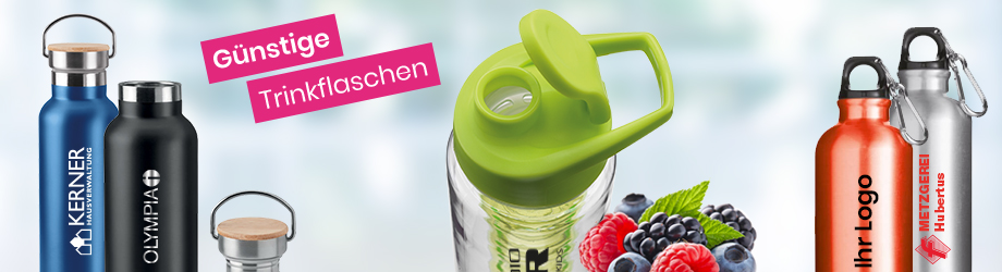 Trinkflaschen und Gläser