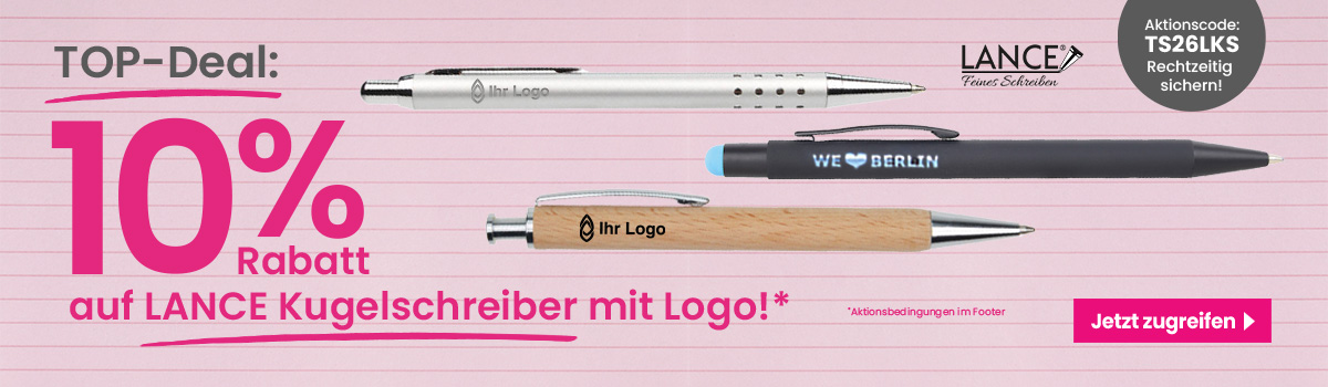  10% Rabatt auf LANCE Kugelschreiber mit Logo!