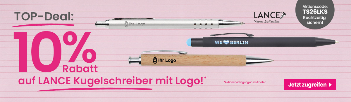  10% Rabatt auf LANCE Kugelschreiber mit Logo!