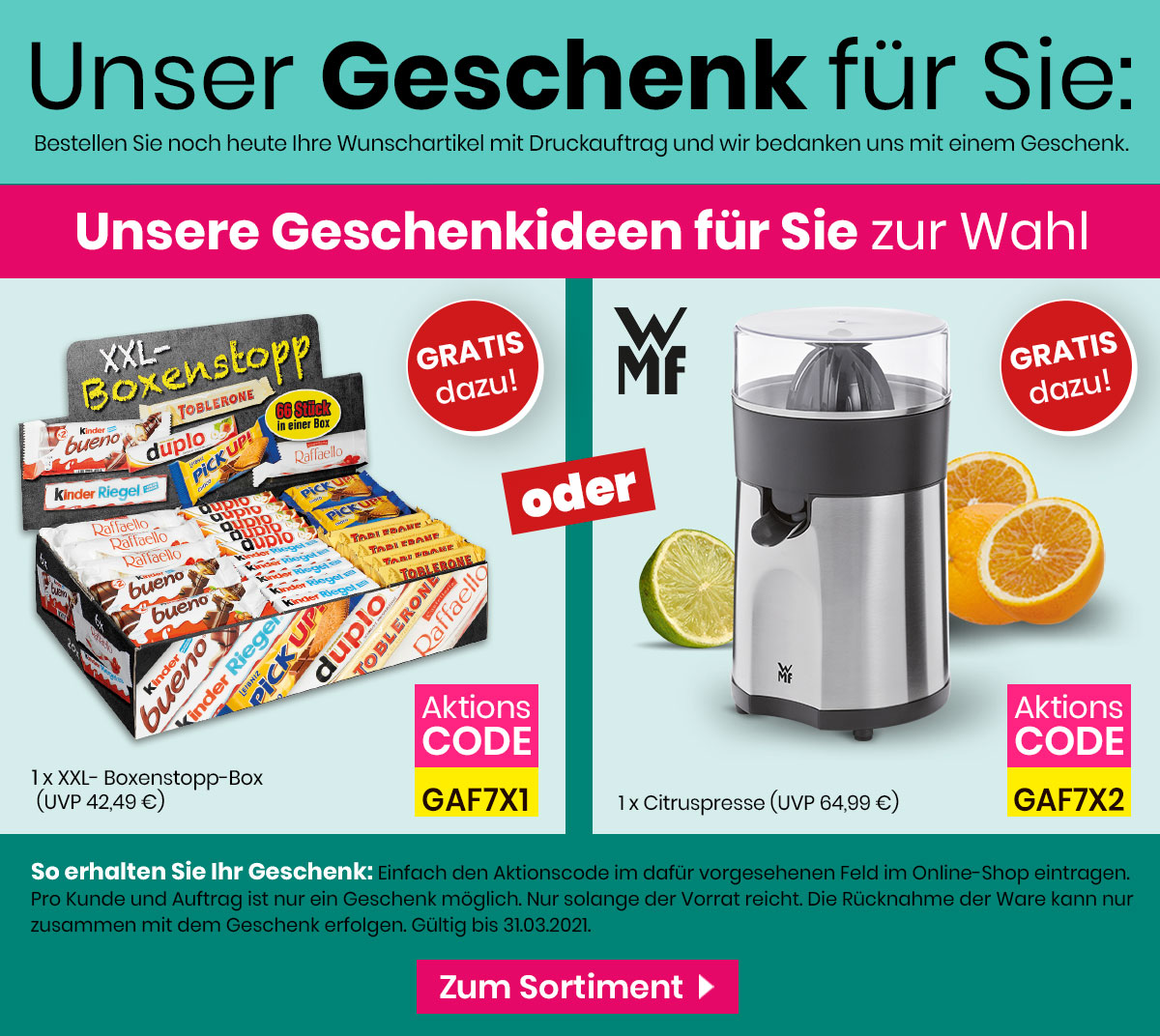 Bestellabhängige Geschenke