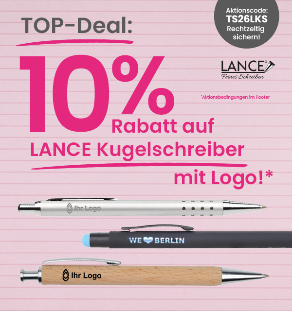  10% Rabatt auf LANCE Kugelschreiber mit Logo!