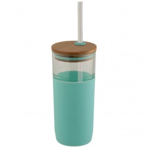 Arlo 600 ml Glasbecher mit Bambus Deckel, mintgrün