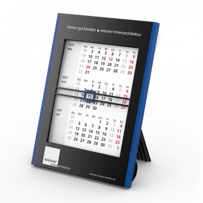 2-Jahres-Tisch-Drehkalender 2021, Schwarz/Blau 2-Jahres-Tisch-Drehkalender 2021, Schwarz/Blau