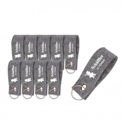 Werbe-Sparset Filz-Schlüsselanhänger, 100-tlg., Grau Werbe-Sparset Filz-Schlüsselanhänger, 100-tlg., Grau
