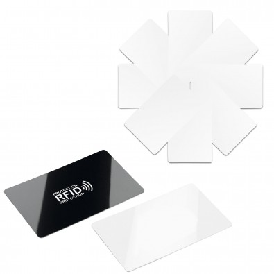 Werbe-Sparset RFID Anti Skim Karte, 60-tlg., Schwarz / Weiß Werbe-Sparset RFID Anti Skim Karte, 60-tlg., Schwarz / Weiß