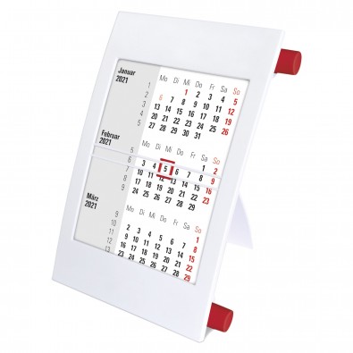 2-Jahres-Tischkalender 2021/2022, Weiß/Rot 2-Jahres-Tischkalender 2021/2022, Weiß/Rot