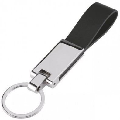 Metall/Leder-Schlüsselanhänger, Silber Metall/Leder-Schlüsselanhänger, Silber