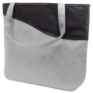 Einkaufstasche XL mit Reißverschluss Knobs, Grau/Schwarz Einkaufstasche XL mit Reißverschluss Knobs, Grau/Schwarz