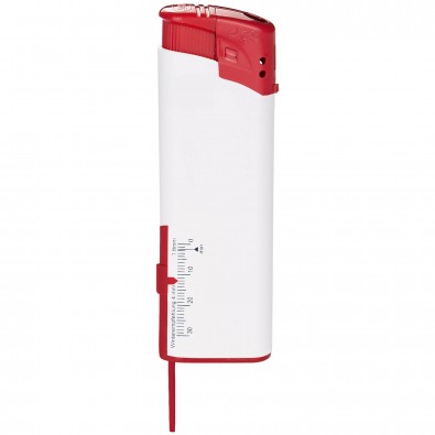 Piezo-Feuerzeug mit Reifenprofilmesser, Weiß/Rot Piezo-Feuerzeug mit Reifenprofilmesser, Weiß/Rot