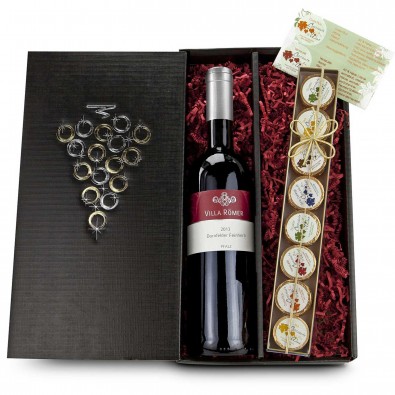 Rotwein und Schokotaler-Set