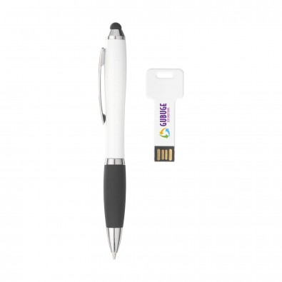 Geschenkset Touch-Kugelschreiber USB-Stick, Weiß Geschenkset Touch-Kugelschreiber USB-Stick, Weiß