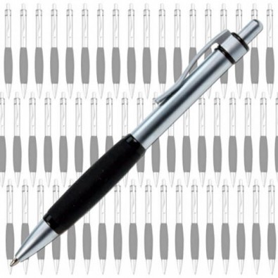 Werbe-Set: 100 Metall-Kugelschreiber Rubber-Grip Silber/Schwarz Werbe-Set: 100 Metall-Kugelschreiber Rubber-Grip Silber/Schwarz