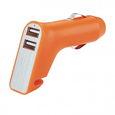 Dual USB Ladegerät, orange,silber Dual USB Ladegerät, orange,silber