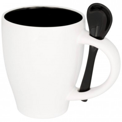 Nadu 250 ml Tasse mit Löffel, schwarz Nadu 250 ml Tasse mit Löffel, schwarz