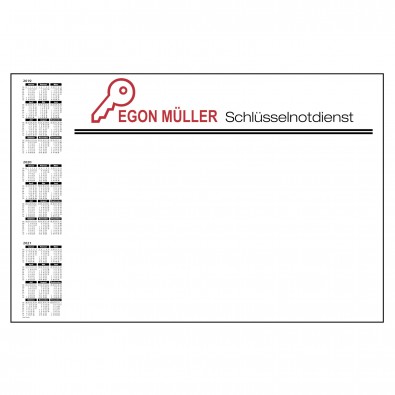 Schreibunterlage, mit Kalender links, inkl. 2-farbigem Druck Schreibunterlage, mit Kalender links, inkl. 2-farbigem Druck