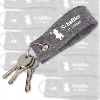 Werbe-Sparset Filz-Schlüsselanhänger, 100-tlg., Grau Werbe-Sparset Filz-Schlüsselanhänger, 100-tlg., Grau